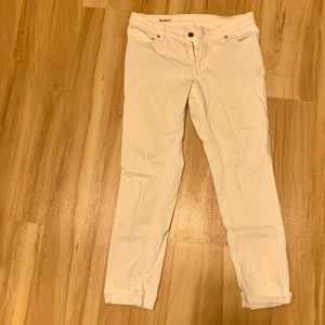 MUJI white ripped boyfriend jean